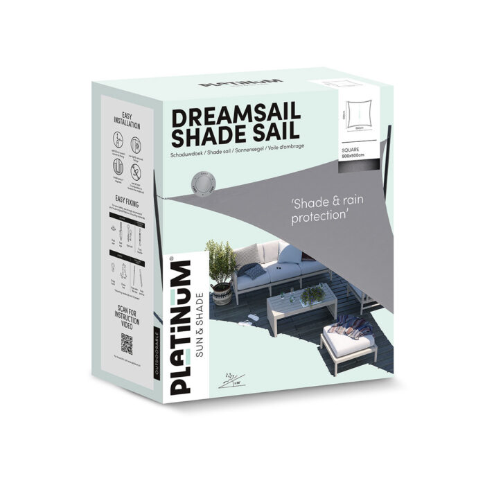 Żagiel wodoodporny – kwadrat 5 x 5 m kolor Szary - obrazek 2