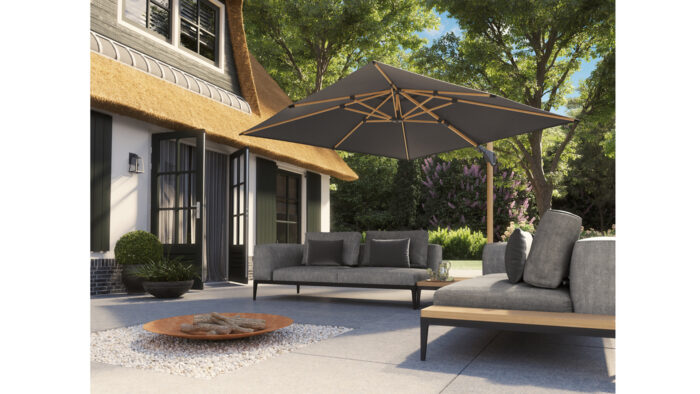 Parasol ogrodowy CHALLENGER T PREMIUM  kolor stelazu Oak  kolor Feded black  3 x 3 m