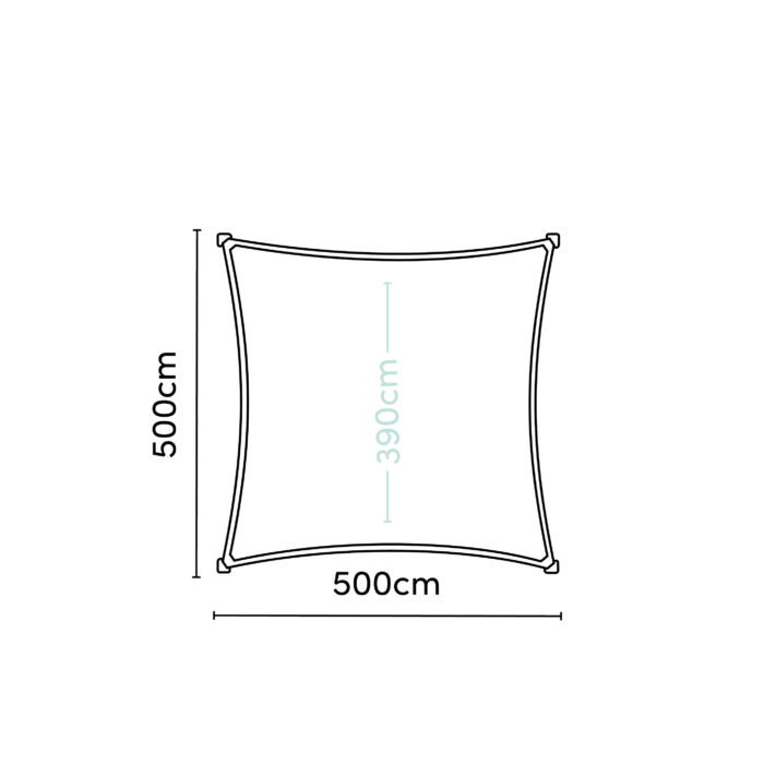 Żagiel wodoodporny – kwadrat 5 x 5 m kolor Kremowy - obrazek 3