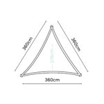 Żagiel przeciwsłoneczny – trójkąt 3,6 x 3,6 x 3,6 m kolor Oliwkowy - obrazek 4
