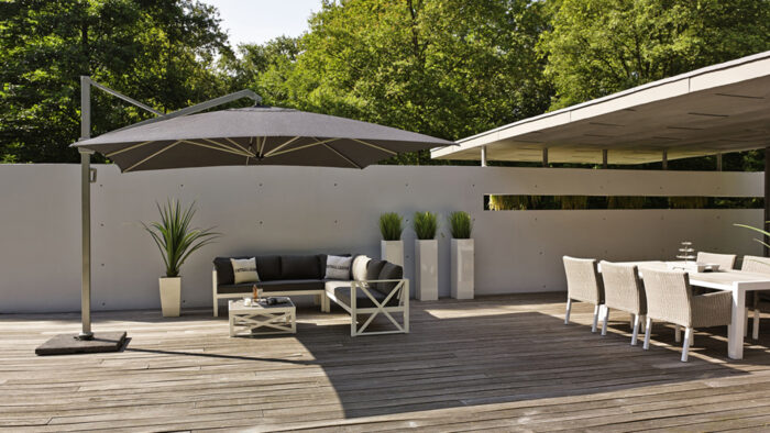 Parasol ogrodowy ICON T  kolor stelazu Anthracite  kolor Feded black  4 x 3 m