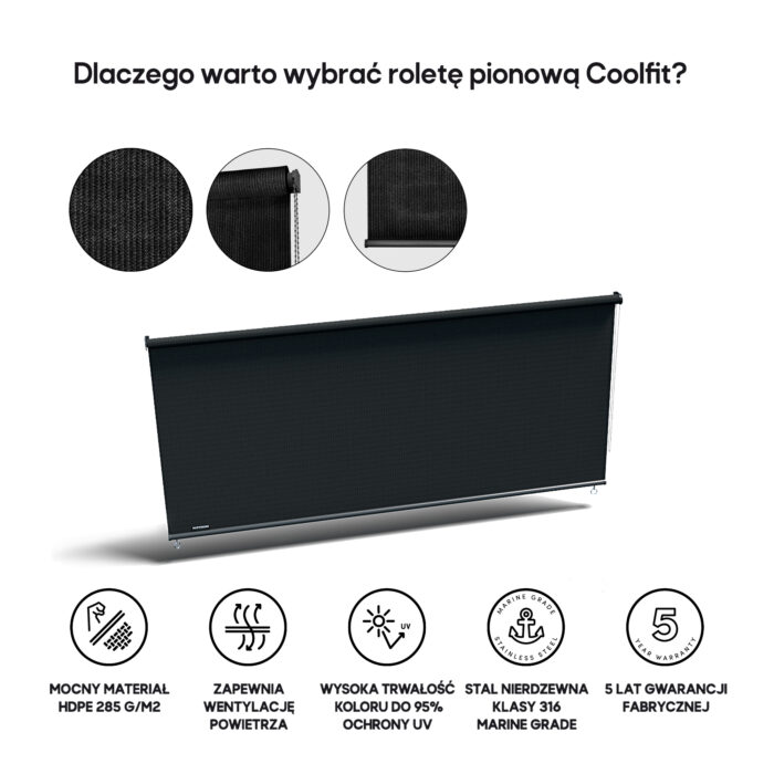 Roleta pionowa 1,48 x 2,4 m kolor Czarny - obrazek 3
