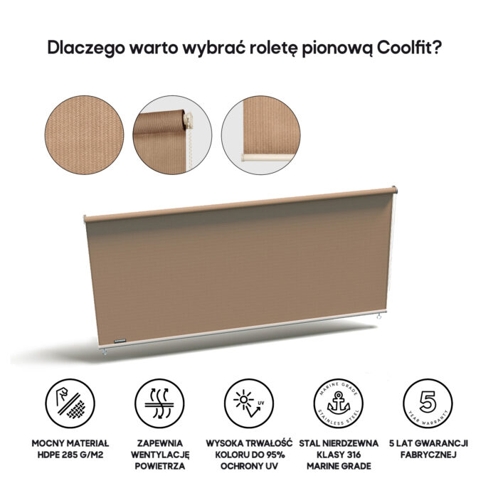 Roleta pionowa 1,98 x 2,4 m kolor Piaskowy - obrazek 3