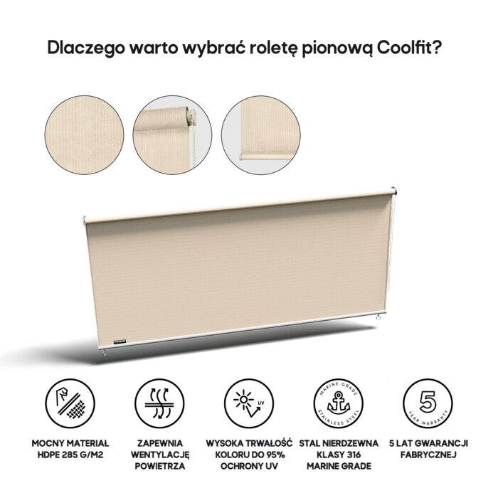 Roleta pionowa 1,98 x 2,4 m kolor Złamana biel - obrazek 3