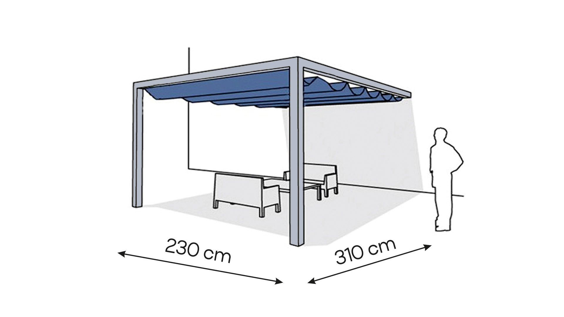 Pergola aluminiowa PS1 230 x 310 cm  Srebrny