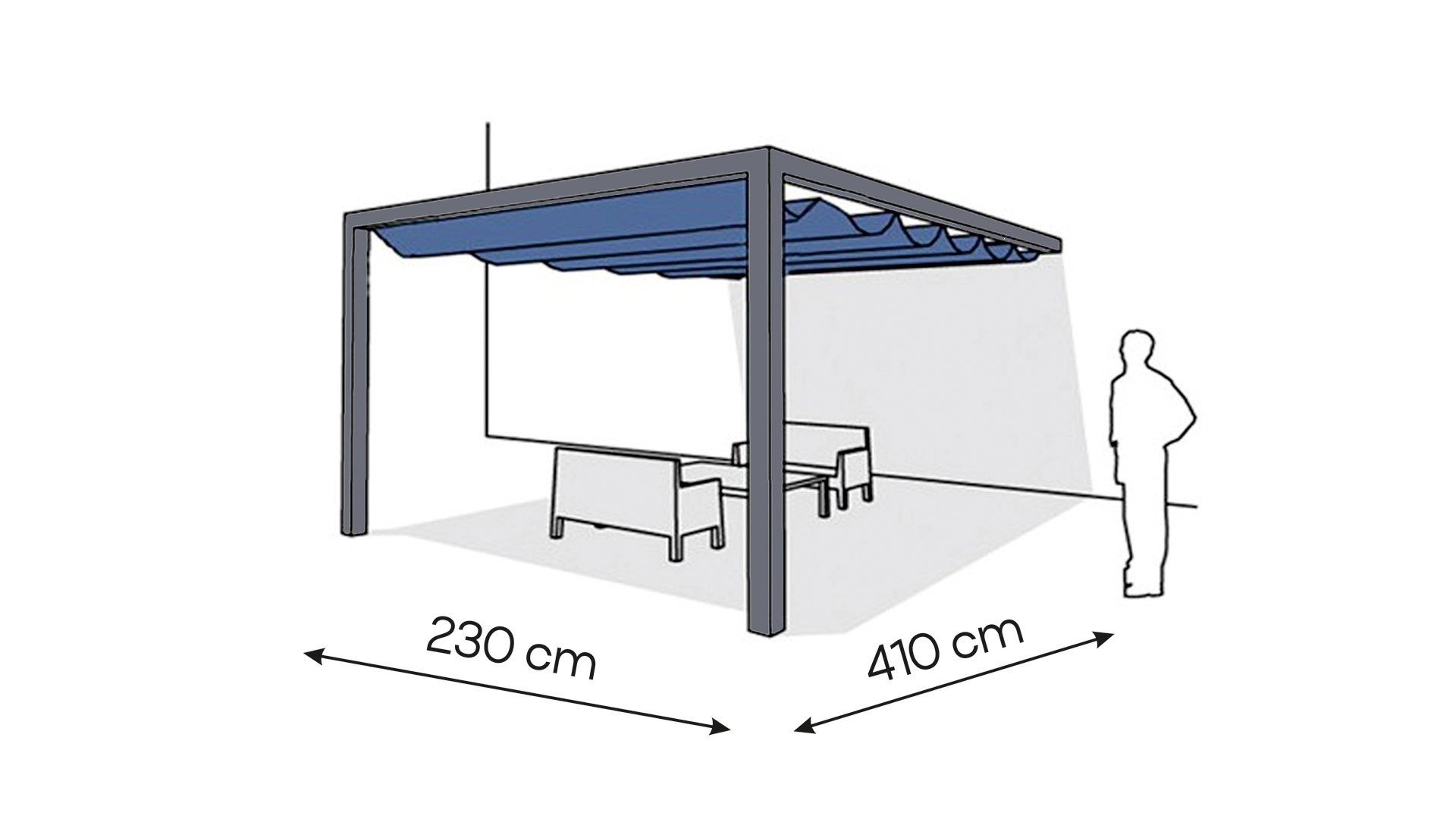 Pergola aluminiowa PS1 230 x 410 cm  Antracyt