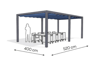 Pergola aluminiowa 400x520 cm – antracyt, nowoczesna konstrukcja do ogrodu i tarasu
