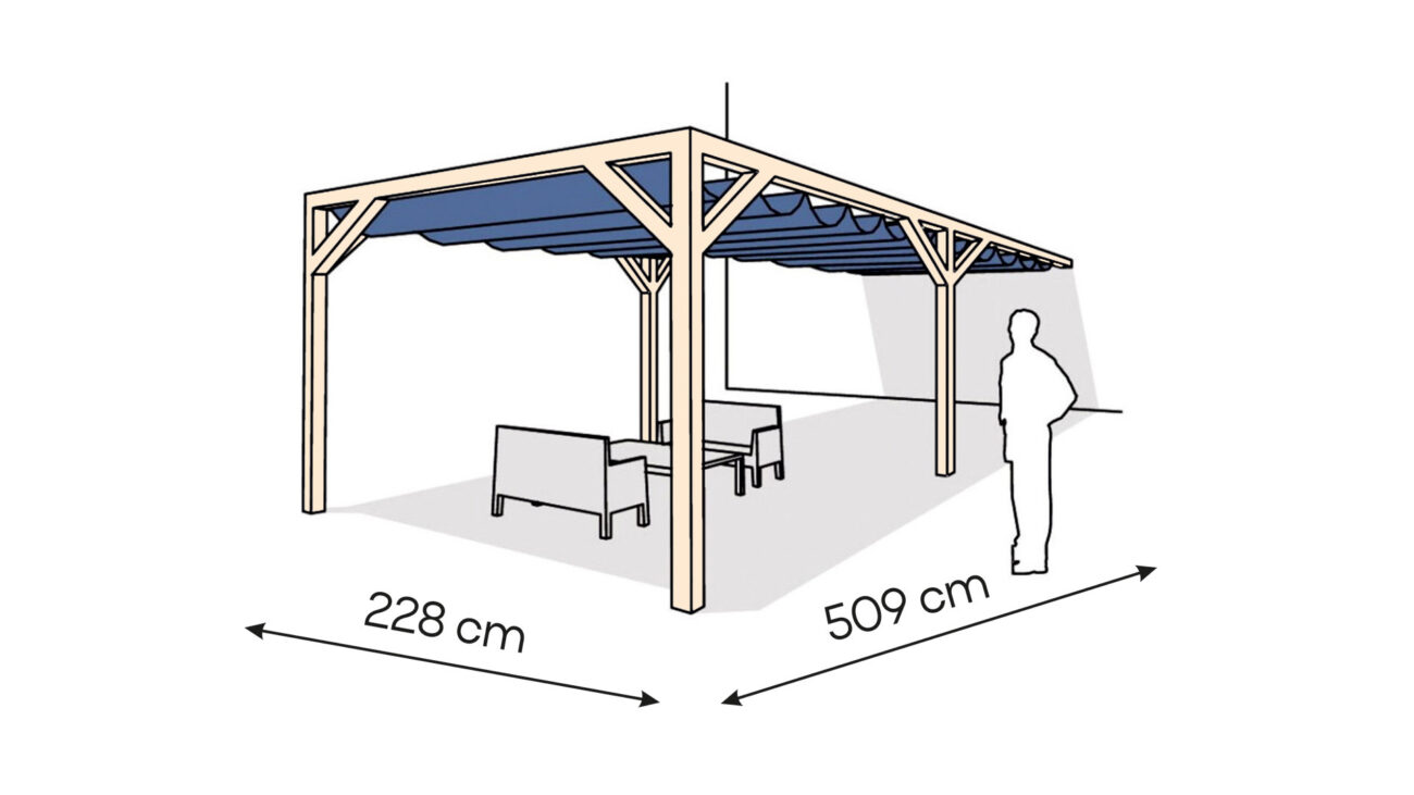 Pergola  PS1 drewno surowe 228 x 509 cm