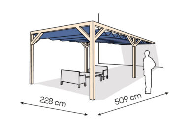 Pergola  PS1 drewno surowe 228 x 509 cm