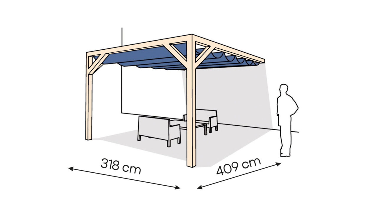 Pergola  PS1 drewno surowe 318 x 409 cm