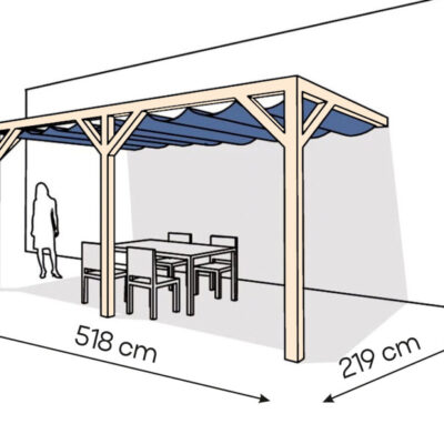 Pergola  PS2 drewno surowe 219 x 518 cm