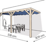 Pergola  PS2 drewno surowe 309 x 518 cm