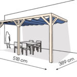 Pergola  PS2 drewno surowe 389 x 518 cm