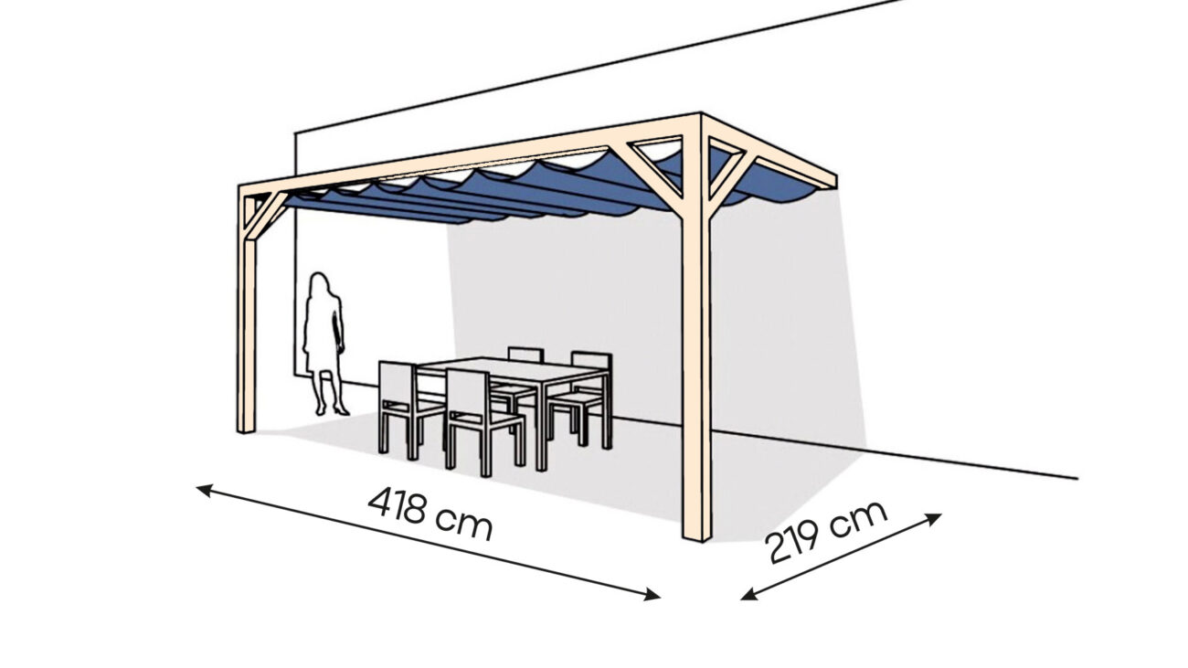 Pergola  PS2 drewno surowe 219 x 418 cm