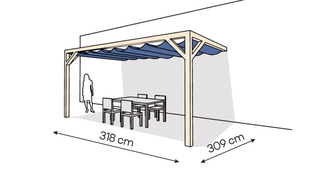 Pergola  PS2 drewno surowe 309 x 318 cm