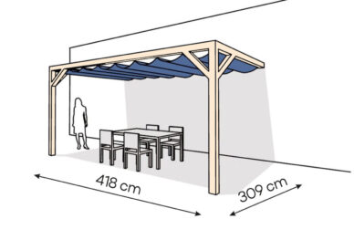Pergola  PS2 drewno surowe 309 x 418 cm