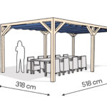 Pergola  PW drewno surowe 318 x 518 cm