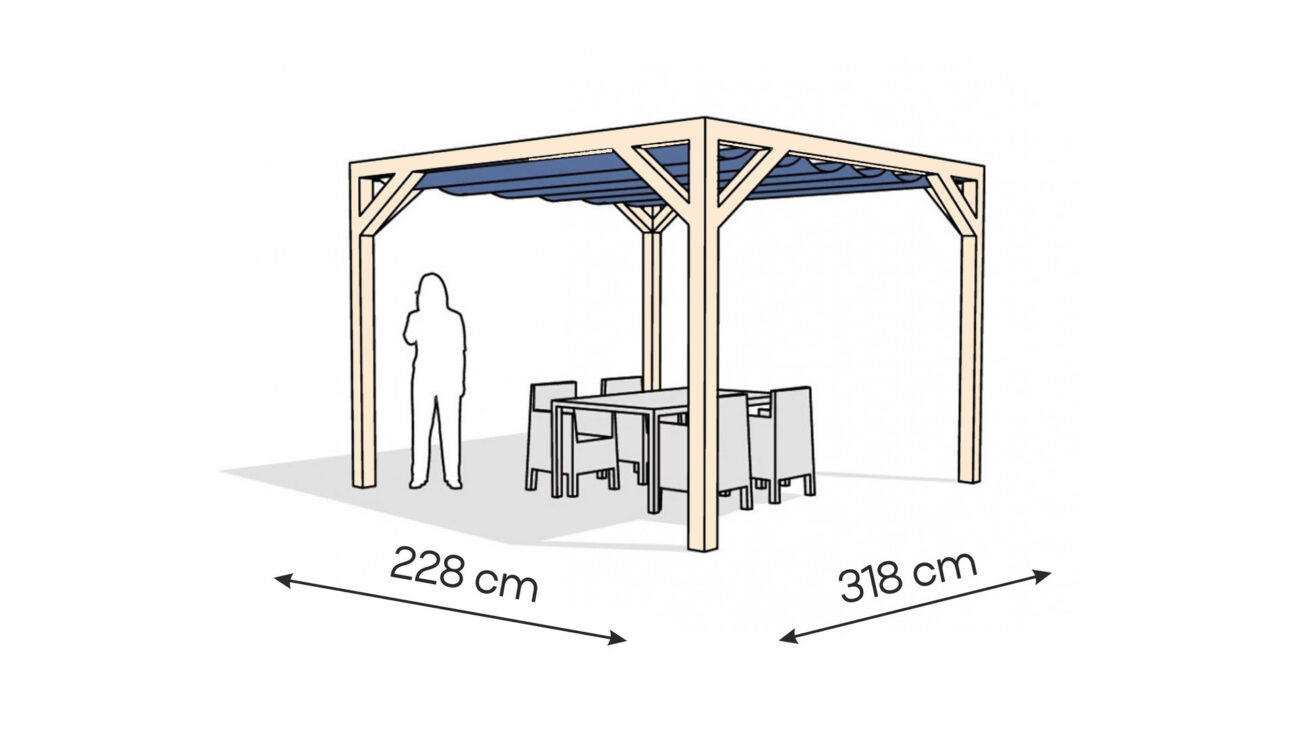 Pergola  PW drewno surowe 228 x 318 cm