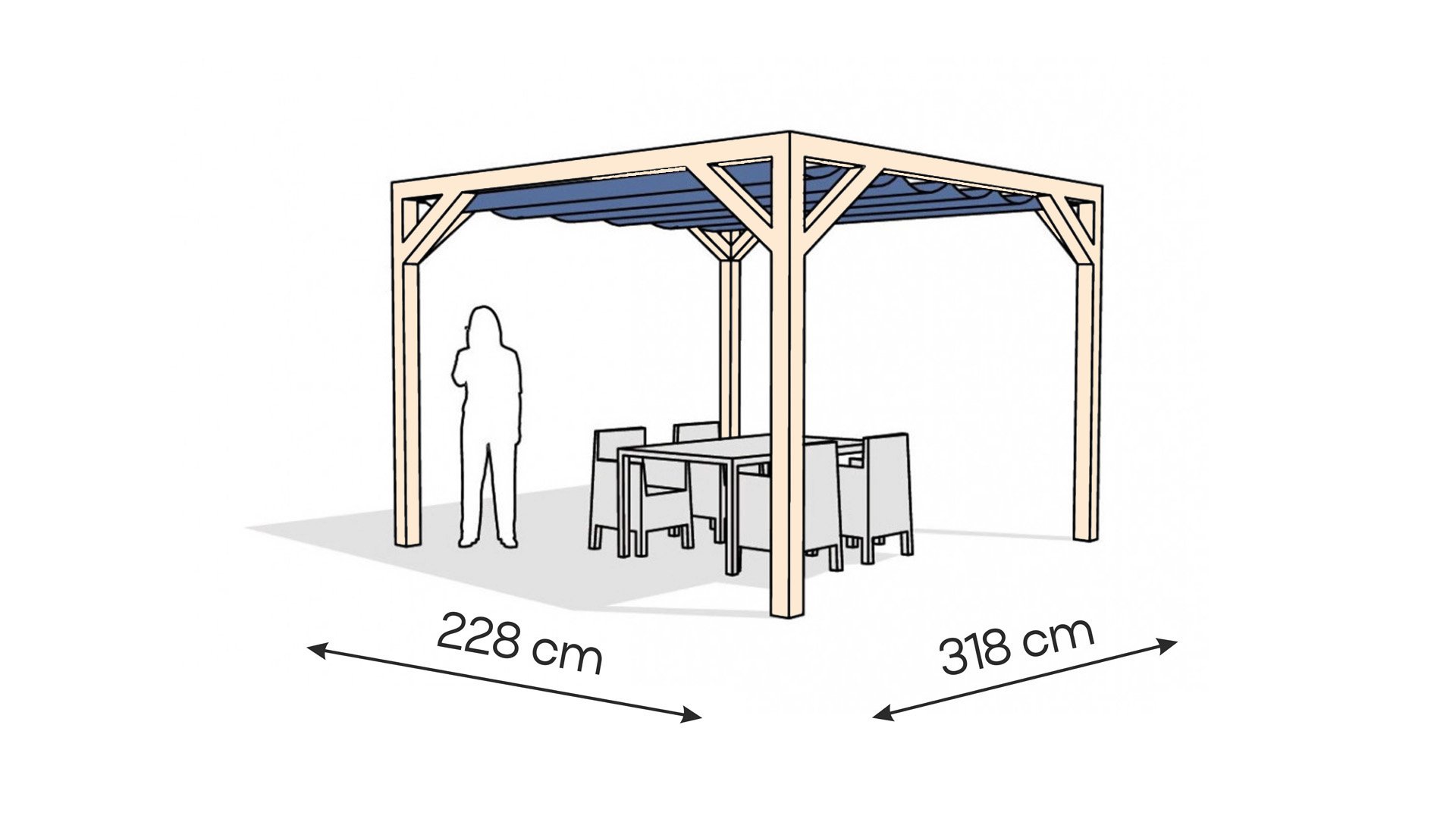 Pergola  PW drewno surowe 228 x 318 cm