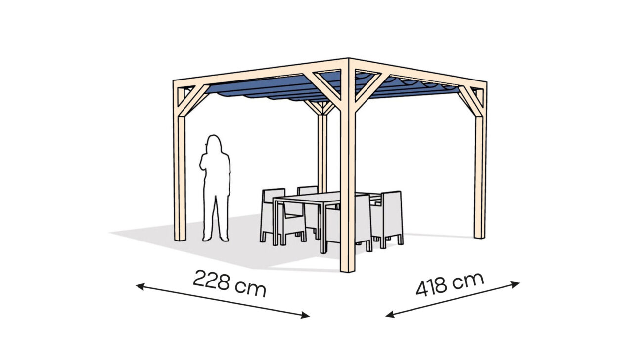 Pergola  PW drewno surowe 228 x 418 cm