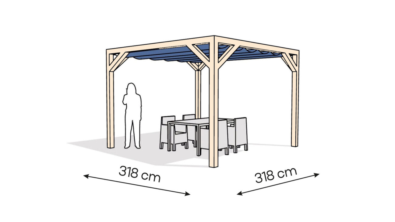 Pergola  PW drewno surowe 318 x 318 cm