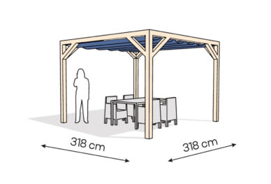 Pergola  PW drewno surowe 318 x 318 cm