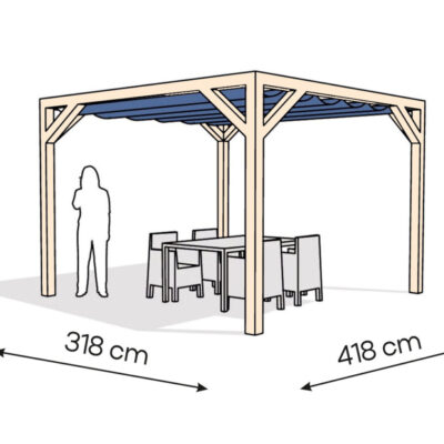 Pergola  PW drewno surowe 318 x 418 cm