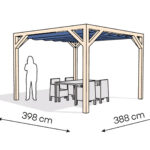 Pergola  PW drewno surowe 398 x 388 cm